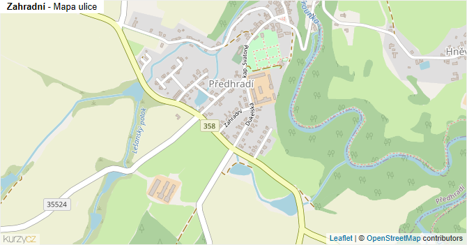Zahradní - mapa ulice