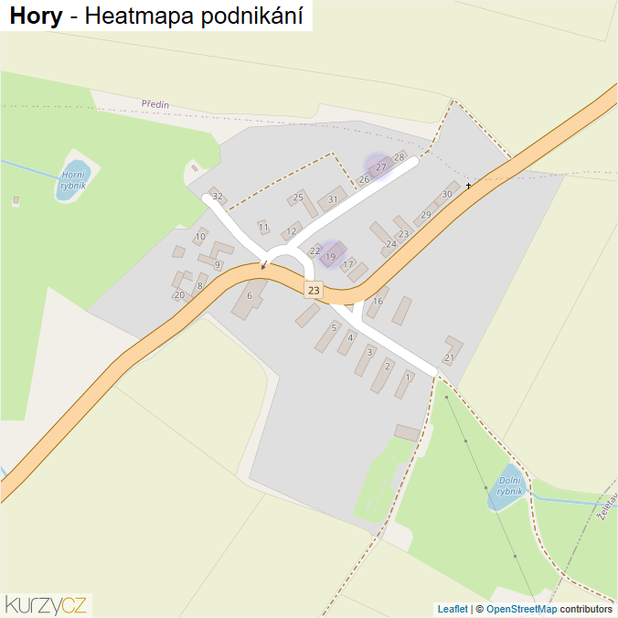 Mapa Hory - Firmy v části obce.