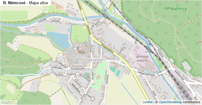 B. Němcové - mapa ulice