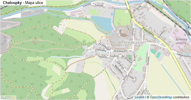 Chaloupky - mapa ulice