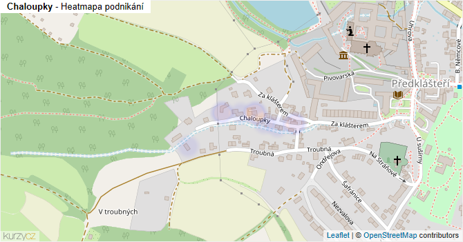 Chaloupky - mapa podnikání