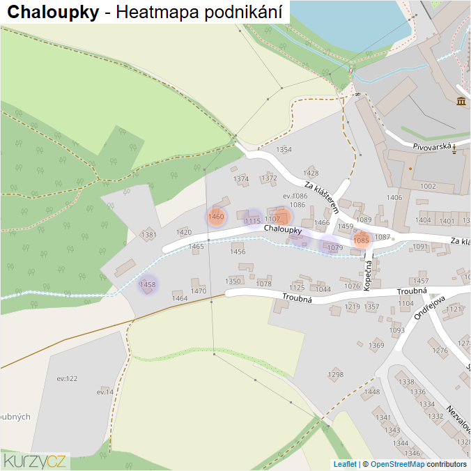 Mapa Chaloupky - Firmy v ulici.