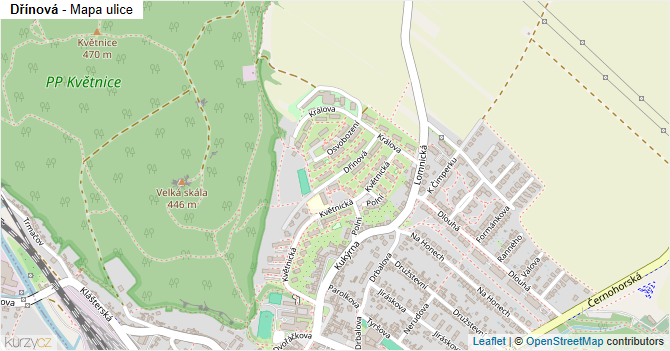 Dřínová - mapa ulice