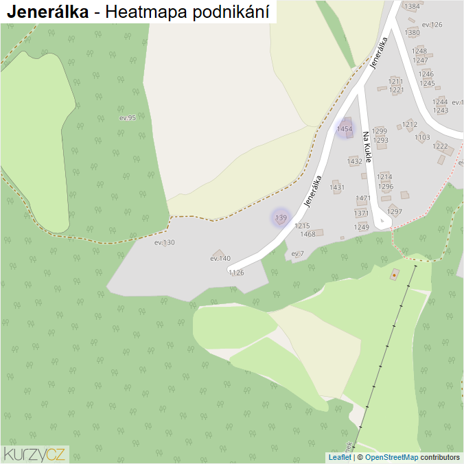 Mapa Jenerálka - Firmy v ulici.