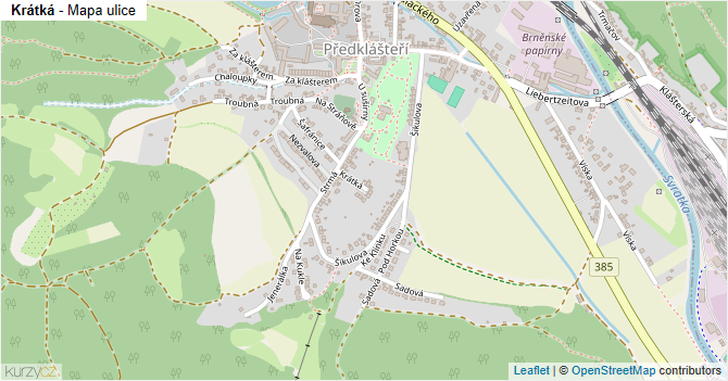 Krátká - mapa ulice