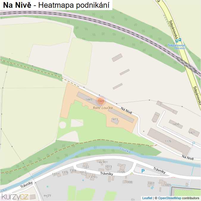 Mapa Na Nivě - Firmy v ulici.