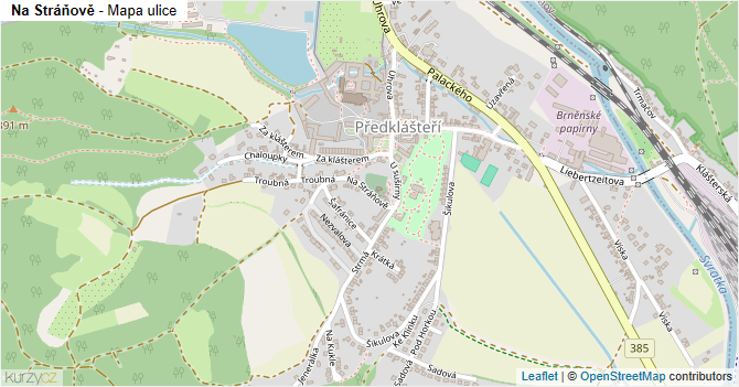 Na Stráňově - mapa ulice