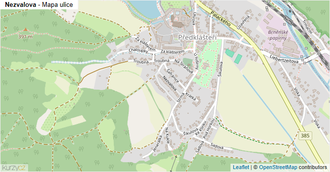 Nezvalova - mapa ulice
