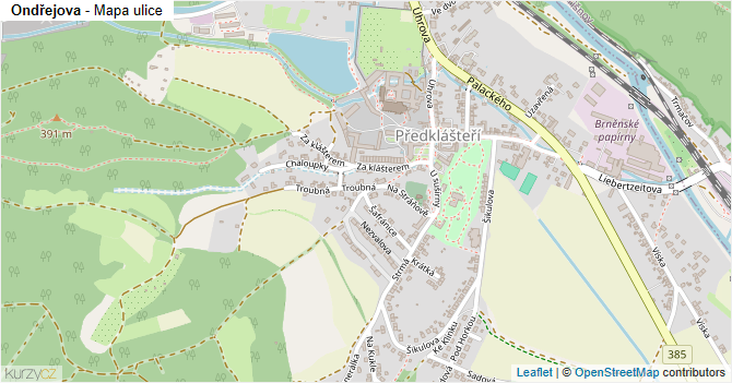 Ondřejova - mapa ulice