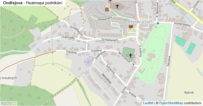Ondřejova - mapa podnikání