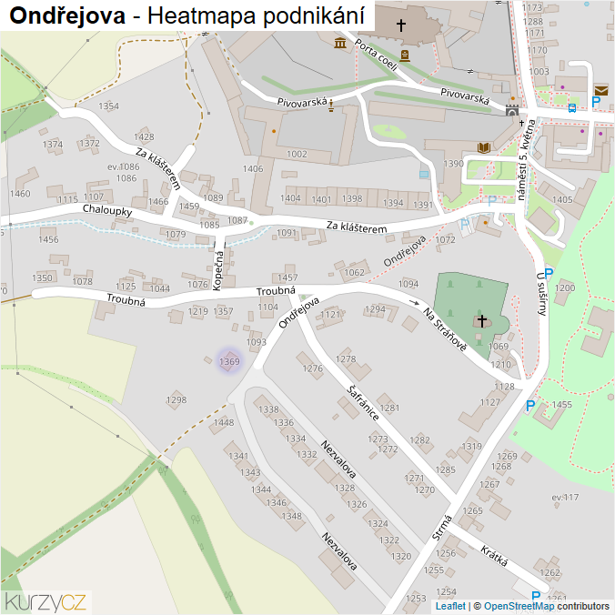 Mapa Ondřejova - Firmy v ulici.
