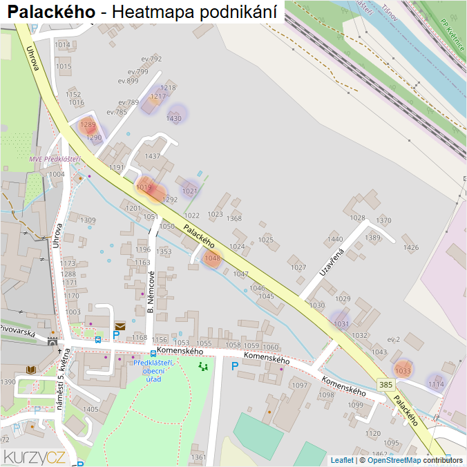 Mapa Palackého - Firmy v ulici.