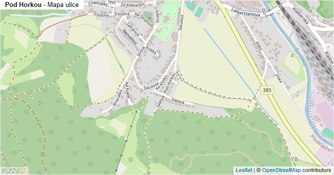 Pod Horkou - mapa ulice