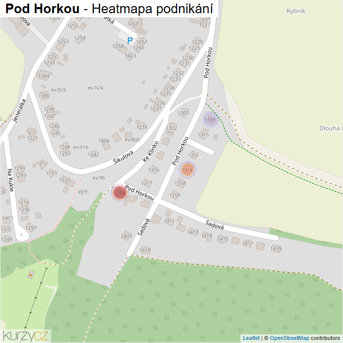 Mapa Pod Horkou - Firmy v ulici.