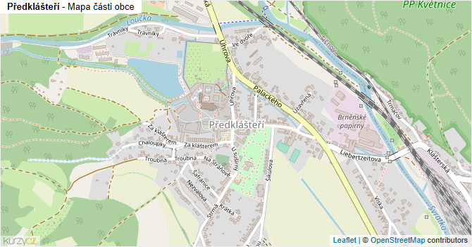 Předklášteří - mapa části obce