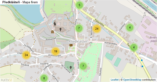 Předklášteří - mapa firem