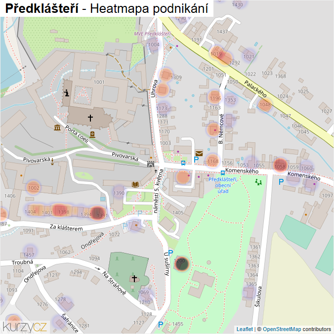 Mapa Předklášteří - Firmy v části obce.
