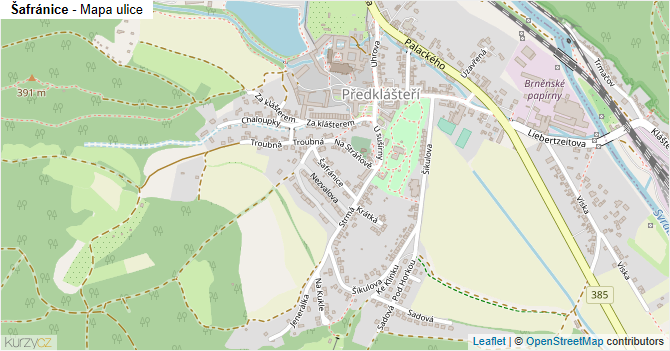 Šafránice - mapa ulice