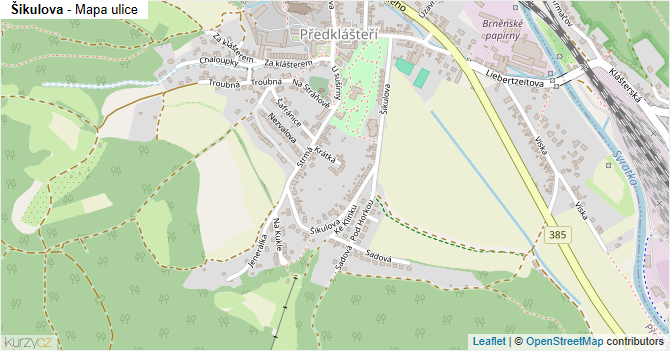 Šikulova - mapa ulice