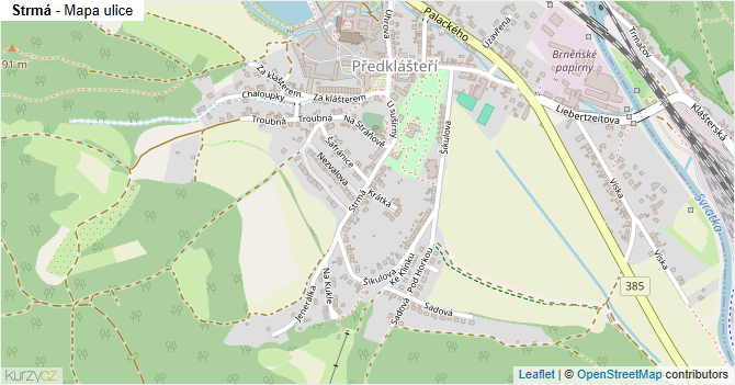Strmá - mapa ulice