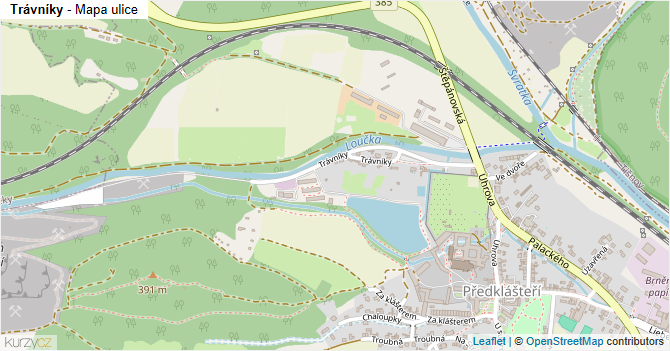 Trávníky - mapa ulice