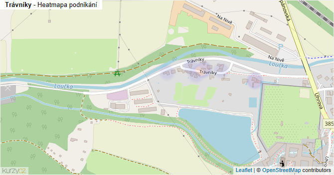 Trávníky - mapa podnikání