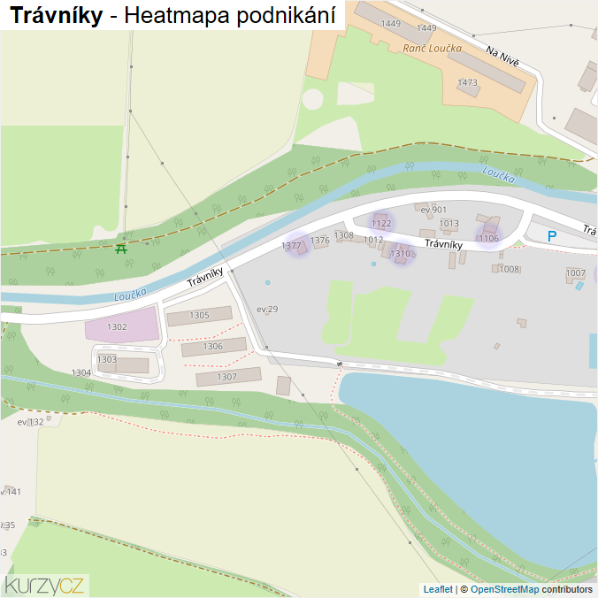 Mapa Trávníky - Firmy v ulici.