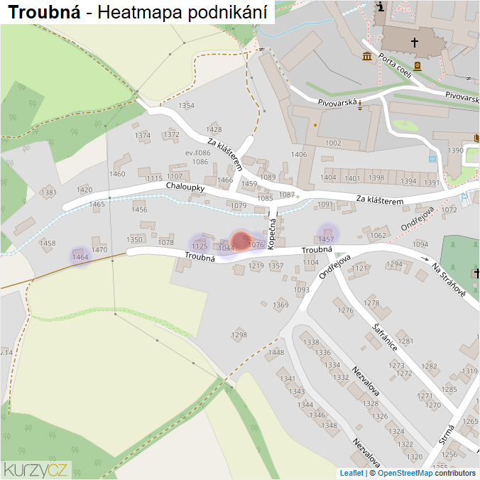 Mapa Troubná - Firmy v ulici.