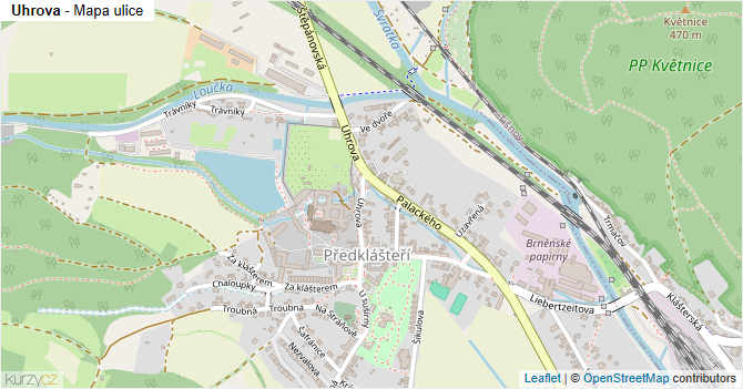 Uhrova - mapa ulice