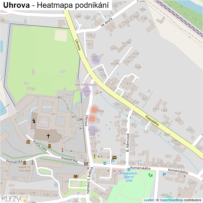 Mapa Uhrova - Firmy v ulici.