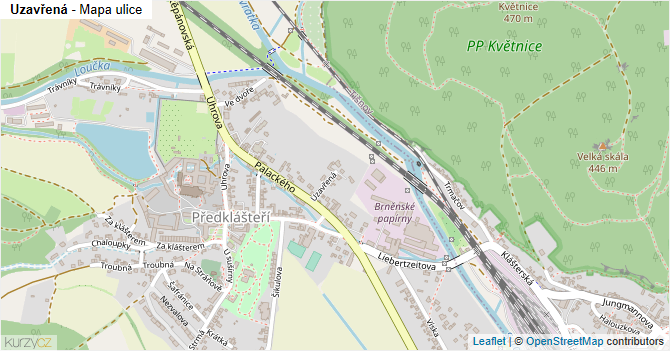 Uzavřená - mapa ulice