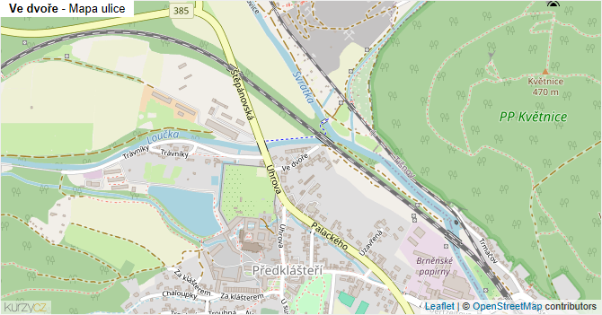 Ve dvoře - mapa ulice