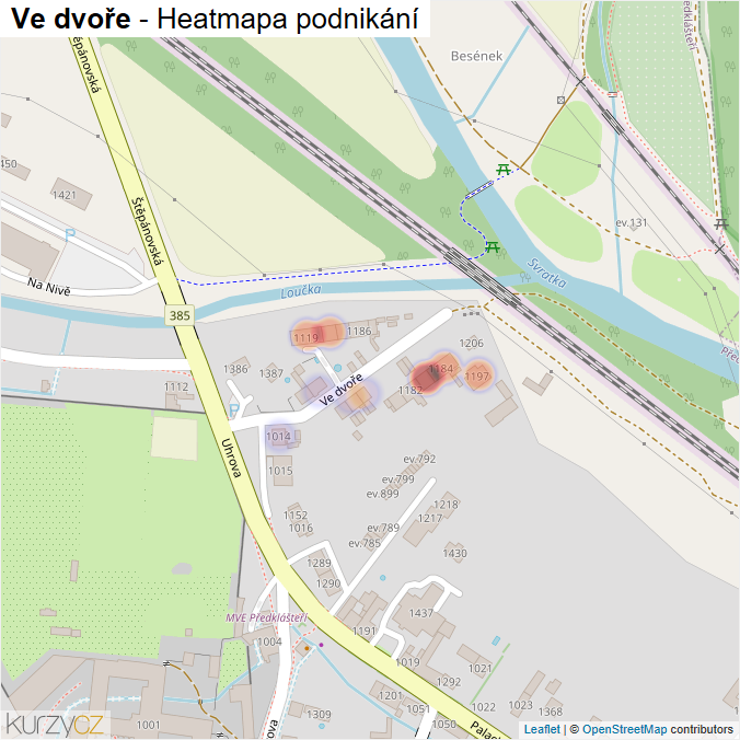 Mapa Ve dvoře - Firmy v ulici.