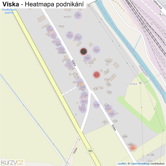 Mapa Víska - Firmy v ulici.
