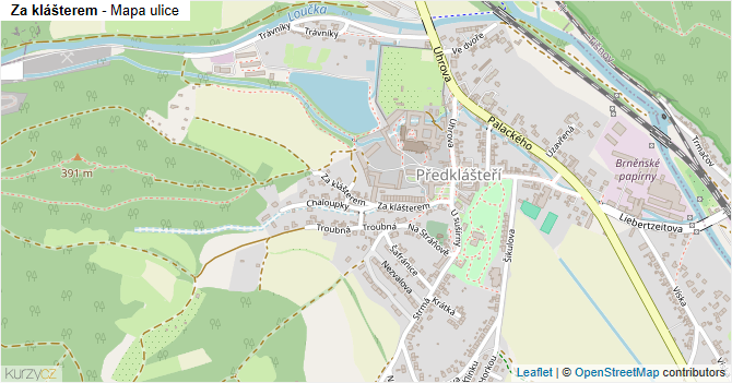Za klášterem - mapa ulice