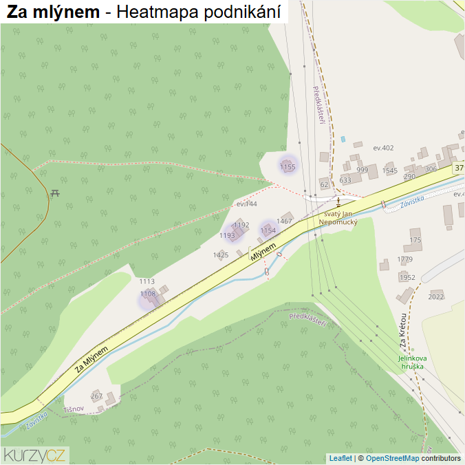 Mapa Za mlýnem - Firmy v ulici.