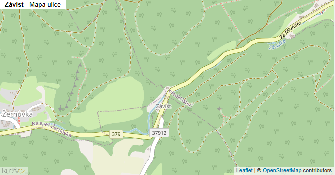 Závist - mapa ulice
