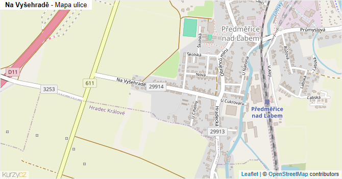 Na Vyšehradě - mapa ulice