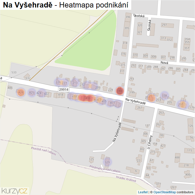 Mapa Na Vyšehradě - Firmy v ulici.
