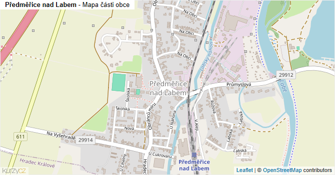 Předměřice nad Labem - mapa části obce