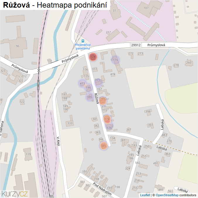 Mapa Růžová - Firmy v ulici.