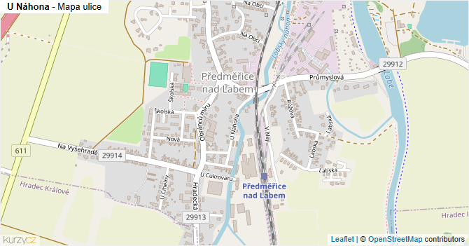 U Náhona - mapa ulice