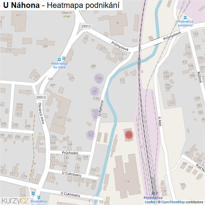 Mapa U Náhona - Firmy v ulici.