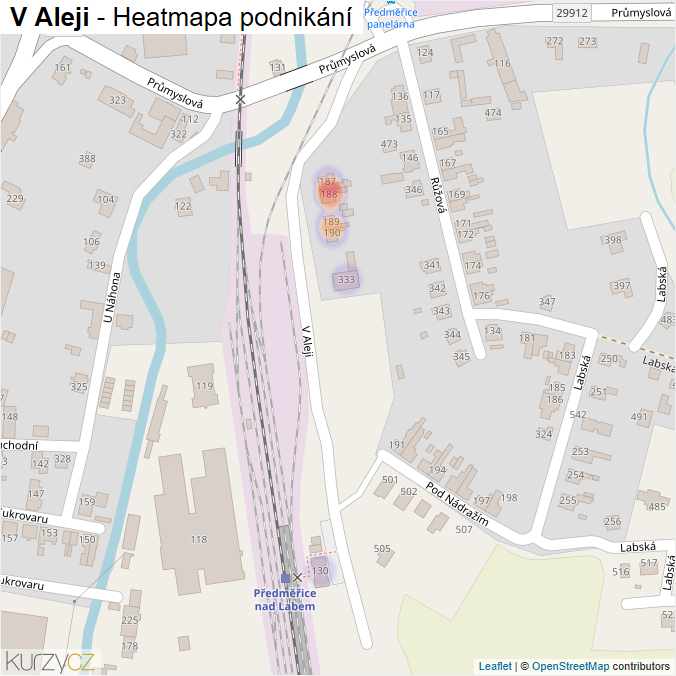 Mapa V Aleji - Firmy v ulici.