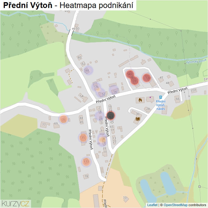 Mapa Přední Výtoň - Firmy v části obce.