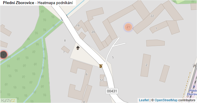 Přední Zborovice - mapa podnikání