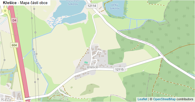 Křešice - mapa části obce