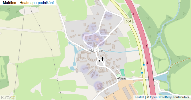 Malčice - mapa podnikání