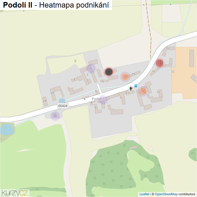 Mapa Podolí II - Firmy v části obce.