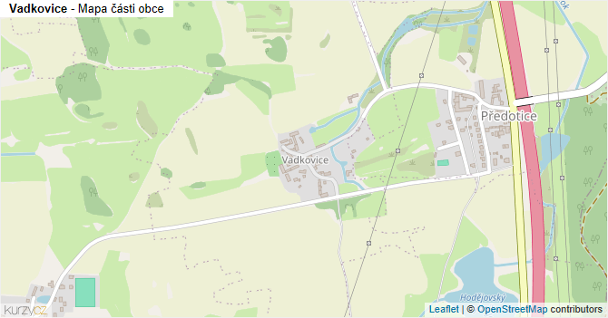 Vadkovice - mapa části obce